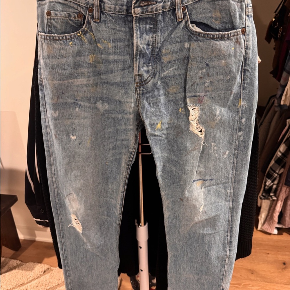 NSF Women’s Straight Slouch Jeans Size 30 Distressed Light Wash